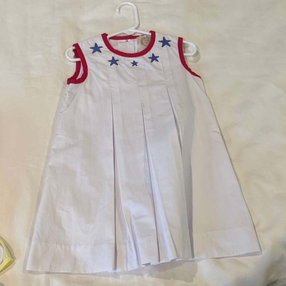 The Beaufort Bonnet Company White Dress with Red and Blue Accents